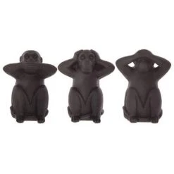 Sortie ✨ Lot De 3 Statues Singes Sagesse 24cm Noir 😍