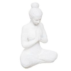 De gros ???? Statuette Déco Femme Faisant Du Yoga 25cm Blanc ????