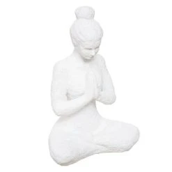 De gros 🔔 Statuette Déco Femme Faisant Du Yoga 25cm Blanc 😀