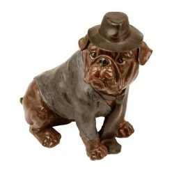 Sortie 🔥 Statue Chien Assis Bulldog 44cm Cuivre ⌛