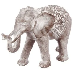 Meilleure vente ⭐ ATMOSPHERA Statue Eléphant En Résine - H. 30 Cm - Gris Effet Blanchi 😉