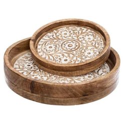 Sortie ???? Lot De 2 Plateaux En Bois Ritual 35cm Naturel ????
