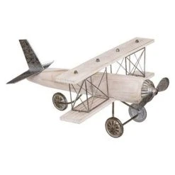 Sortie ⭐ Statuette Déco Avion Vintage 45cm Marron 👏