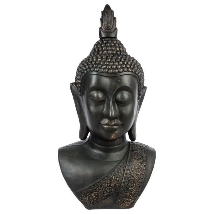 Meilleure vente ???? Statue Bouddha Tête Souriante 113cm Noir ???? 1 Meilleure vente ???? Statue Bouddha Tête Souriante 113cm Noir ????