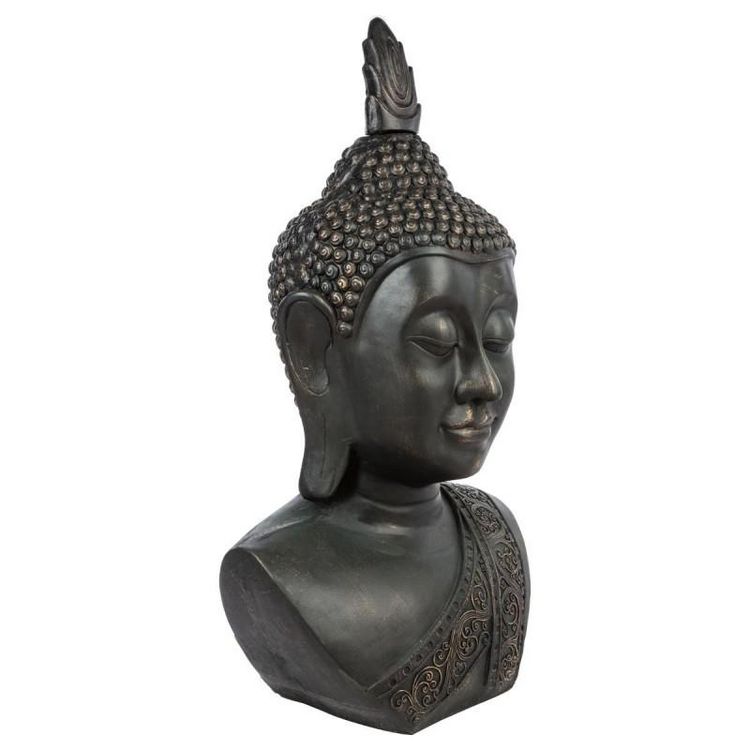 Meilleure vente ???? Statue Bouddha Tête Souriante 113cm Noir ???? 2 Meilleure vente ???? Statue Bouddha Tête Souriante 113cm Noir ???? – Image 2