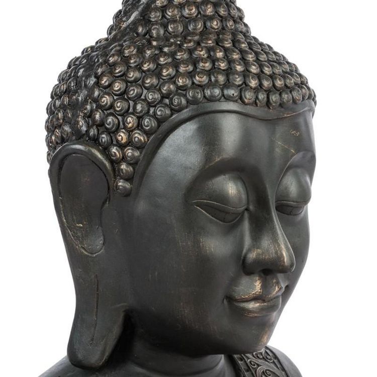 Meilleure vente ???? Statue Bouddha Tête Souriante 113cm Noir ???? 3 Meilleure vente ???? Statue Bouddha Tête Souriante 113cm Noir ???? – Image 3