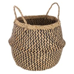 Grosses soldes ???? ATMOSPHERA Panier Tressé Seagrass Motif Noir ????