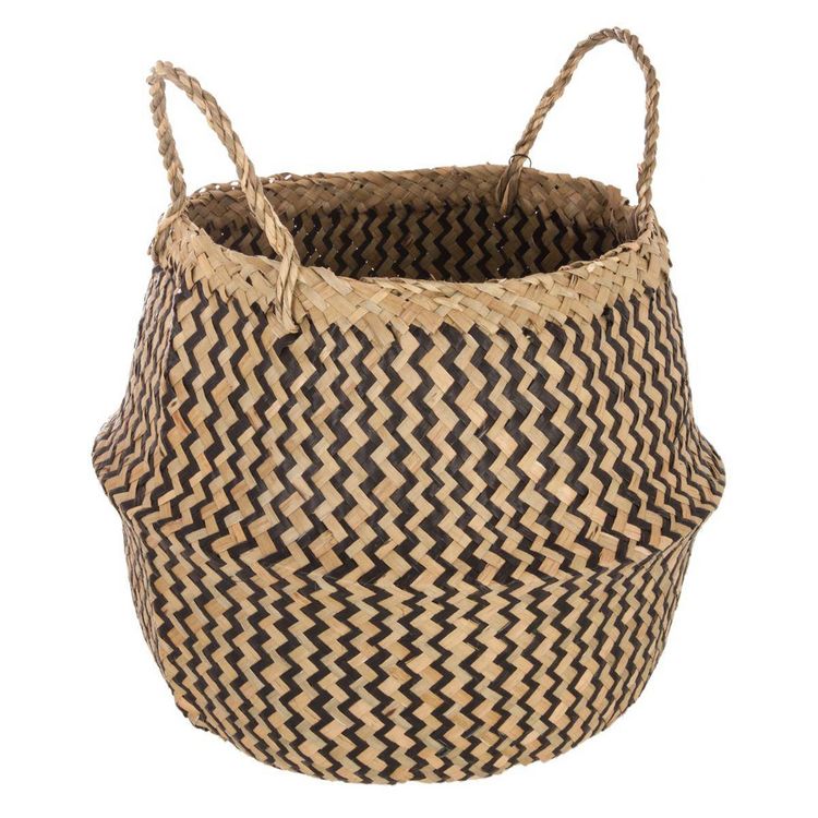 Grosses soldes ???? ATMOSPHERA Panier Tressé Seagrass Motif Noir ???? 1 Grosses soldes ???? ATMOSPHERA Panier Tressé Seagrass Motif Noir ????