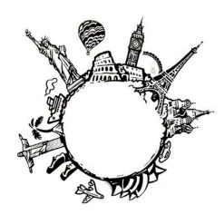 Offres 🌟 Sticker Plat Déco Monde 60cm Noir & Blanc ✔️