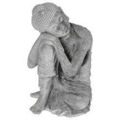 Budget ???? Statuette En Ciment Bouddha Assis 36cm Gris ????