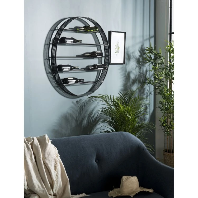 Sortie 🤩 MACABANE HABY - Étagère Ronde Range-bouteilles 90x90cm 5 Niveaux 9 Bouteilles Métal Noir 🌟 1 Sortie 🤩 MACABANE HABY - Étagère Ronde Range-bouteilles 90x90cm 5 Niveaux 9 Bouteilles Métal Noir 🌟