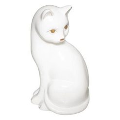 Coupon ???? Statuette Déco En Céramique Chat 26cm Blanc ????