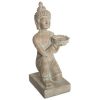 Meilleure affaire ???? Statue En Résine Bouddha Blanchi 43cm Beige ????