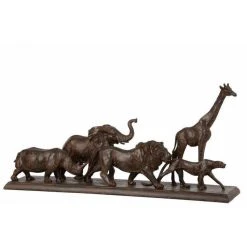 Vente flash 🧨 Paris Prix Statue Déco 5 Animaux 71cm Marron 🔔