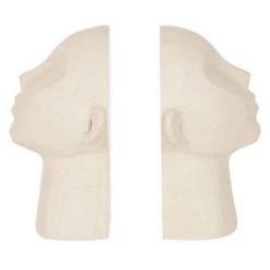 Promo ???? Paris Prix Lot De 2 Serre-Livres Tête Abstraite 22cm Beige ????