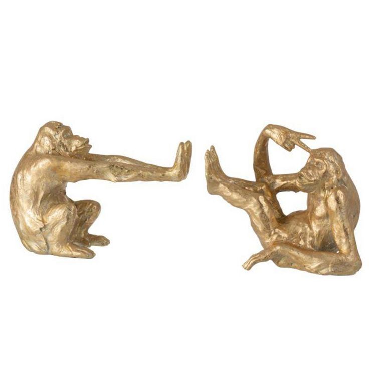 Remise ???? Paris Prix Lot De 2 Serre-Livres Singe Duo 41cm Or ???? 1 Remise ???? Paris Prix Lot De 2 Serre-Livres Singe Duo 41cm Or ????