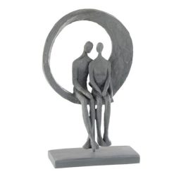 Meilleure affaire ???? Paris Prix Statuette Déco Couple Dans Cercle 30cm Gris ????