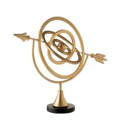 Nouveau ✔️ Paris Prix Statue Déco En Métal Rose Des Vents 50cm Or ❤️