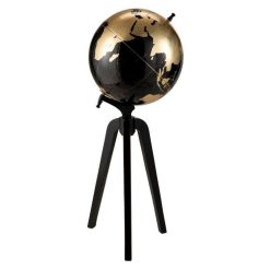 Sortie ???? Paris Prix Statuette Déco Globe Sur Pied 99cm Noir & Or ????