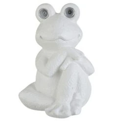 Tout neuf 🌟 Paris Prix Statuette Déco Grenouille Genoux 38cm Blanc 👏