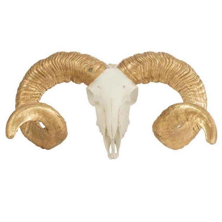 Sortie ???? Paris Prix Statuette Déco Crâne Mouton 43cm Blanc & Or ✨ 1 Sortie ???? Paris Prix Statuette Déco Crâne Mouton 43cm Blanc & Or ✨