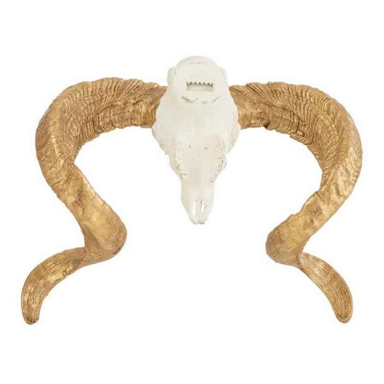 Sortie ???? Paris Prix Statuette Déco Crâne Mouton 43cm Blanc & Or ✨ 2 Sortie ???? Paris Prix Statuette Déco Crâne Mouton 43cm Blanc & Or ✨ – Image 2