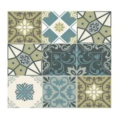 Tout neuf 💯 DIVERS Toile Adhésive Murale Céleste - 60 X 60 Cm - Bleu Et Vert 😍