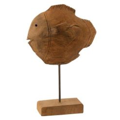 Remise ???? Paris Prix Statuette Déco Poisson Sur Pied 37cm Naturel ????