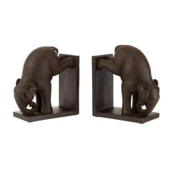 Grosses soldes ❤️ Paris Prix Lot De 2 Serre-Livres Éléphant 43cm Marron ✔️