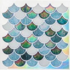 Nouveau 🌟 Sticker Déco à Motifs Vagues 25x25cm Bleu 🛒