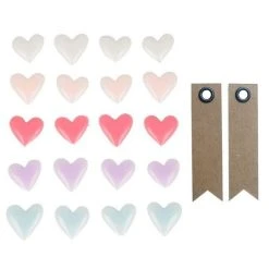 Promo ❤️ Youdoit 20 Stickers En émail Cœurs + 20 étiquettes Kraft Fanion 🌟