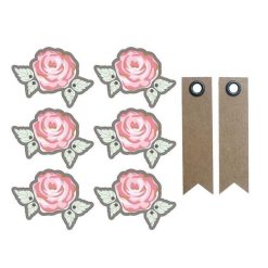 Offres ???? Youdoit Autocollants 3D Rose Romantique Contour Gris + 20 étiquettes Kraft Fanion ⌛