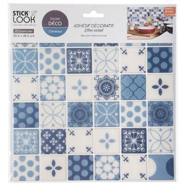 Grosses soldes ???? Lot De 2 Stickers Carrelage Carreaux 26x28cm Bleu ???? 1 Grosses soldes ???? Lot De 2 Stickers Carrelage Carreaux 26x28cm Bleu ????