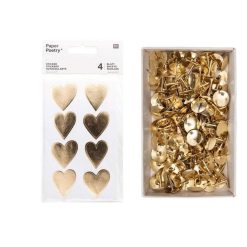 Remise ???? Youdoit 4 Feuilles D'autocollants Coeurs Brillants + 150 Punaises Dorées ⌛