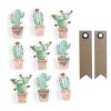 De gros ✨ Graine Créative 9 Stickers 3D Cactus Mexicains 4,5 Cm + 20 étiquettes Kraft Fanion ✔️