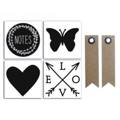 Coupon ???? Youdoit 4 Stickers Ardoise Lovely Flowers 10 X 10 Cm + 20 étiquettes Kraft Fanion ✨