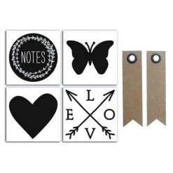 Coupon 😉 Youdoit 4 Stickers Ardoise Lovely Flowers 10 X 10 Cm + 20 étiquettes Kraft Fanion ✨