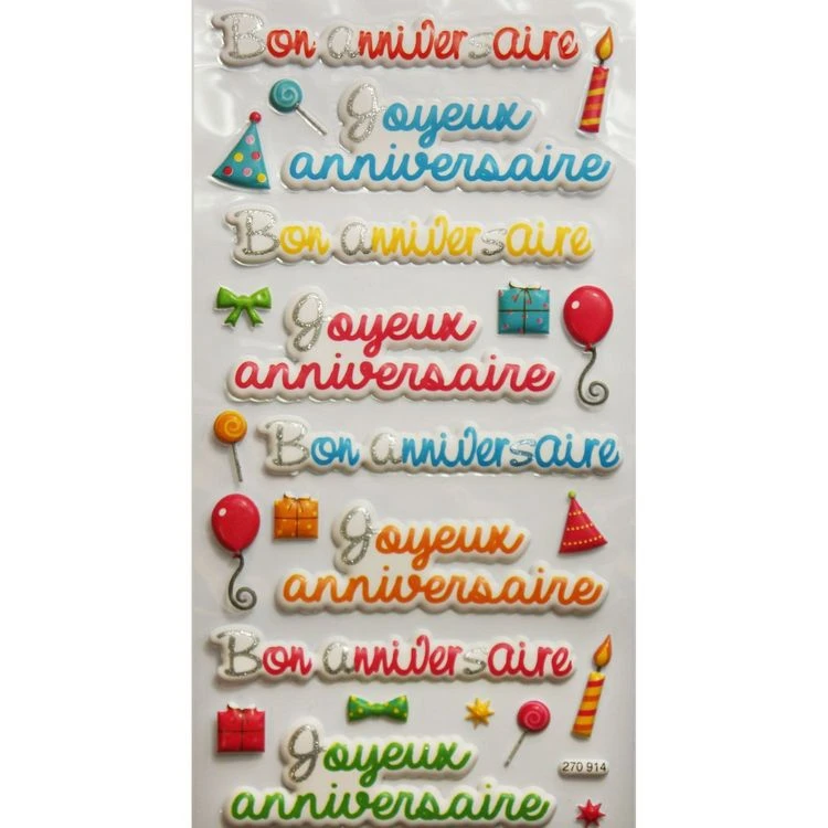 Bon marché 🔔 Youdoit Autocollants Réutilisables - Relief 3D - 'Joyeux Anniversaire' ⌛ 3 Bon marché 🔔 Youdoit Autocollants Réutilisables - Relief 3D - 'Joyeux Anniversaire' ⌛ – Image 3