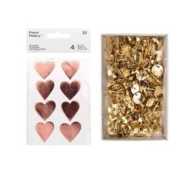 Meilleure vente 👍 Youdoit 4 Feuilles D'autocollants Coeurs Brillants Rose Doré + 150 Punaises Dorées ⌛