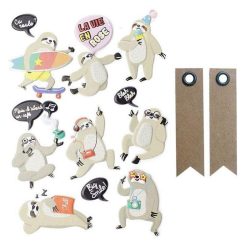 Vente flash ???? Graine Créative 15 Stickers 3D Paresseux + 20 étiquettes Kraft Fanion ????