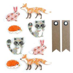 Vente flash ✔️ Graine Créative 8 Stickers 3D Animaux De La Forêt + 20 étiquettes Kraft Fanion ????
