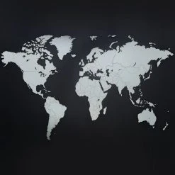 Remise ⭐ MiMi Innovations Decoration Carte Du Monde Murale Bois Blanc 130x78 Cm 🤩