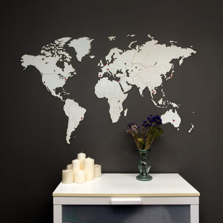 Remise ⭐ MiMi Innovations Decoration Carte Du Monde Murale Bois Blanc 130x78 Cm ???? 2 Remise ⭐ MiMi Innovations Decoration Carte Du Monde Murale Bois Blanc 130x78 Cm ???? – Image 2