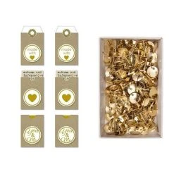 Grosses soldes ⌛ Youdoit 6 étiquettes Kraft Autocollantes Made With Love + 150 Punaises Dorées ❤️