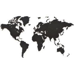 De gros ???? MiMi Innovations Decoration Carte Du Monde Murale Bois Noir 90x54 Cm ????