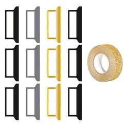 Meilleure affaire ❤️ Rayher 12 Stickers Onglets Pour Bullet Journal Noir-gris-doré + Masking Tape Doré à Paillettes 😍