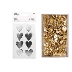 Budget ❤️ Youdoit 4 Feuilles D'autocollants Coeurs Brillants Argentés + 150 Punaises Dorées ????
