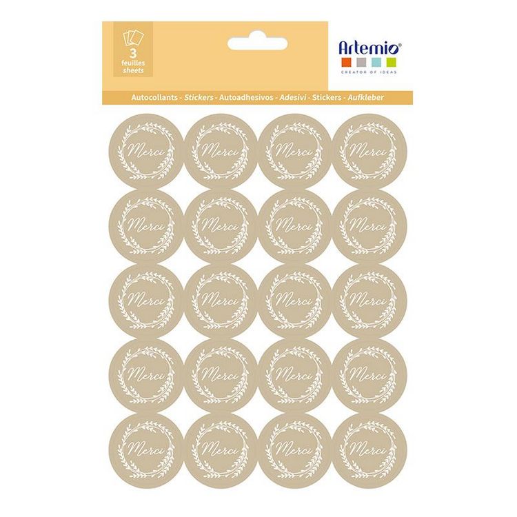 Coupon ✨ Artemio 60 Stickers Kraft Merci Ø 3,5 Cm ???? 1 Coupon ✨ Artemio 60 Stickers Kraft Merci Ø 3,5 Cm ????