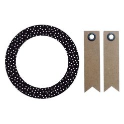 Promo ???? Youdoit 12 Stickers Cercle Ø 6,3 Cm Noir à Pois Blancs + 20 étiquettes Kraft Fanion ????