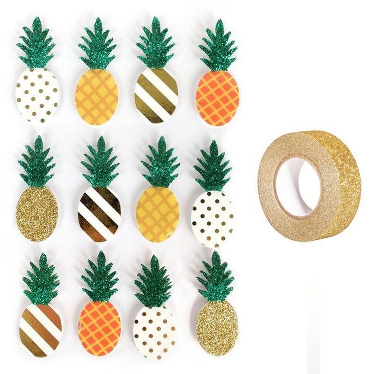 Meilleure vente ???? Youdoit 12 Stickers 3D Ananas 4,5 Cm + Masking Tape Doré à Paillettes 5 M ⌛ 1 Meilleure vente ???? Youdoit 12 Stickers 3D Ananas 4,5 Cm + Masking Tape Doré à Paillettes 5 M ⌛